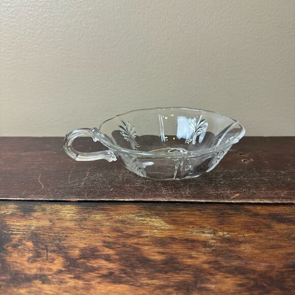 Fostoria baroque handled nappy dish Baroque pattern Clear Glass CHIPPED - Picture 8 of 10